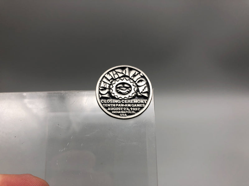 Vintage Pan Am Games Lapel Pin Celebracion! Closing Ceremony Pewter Indianapolis
