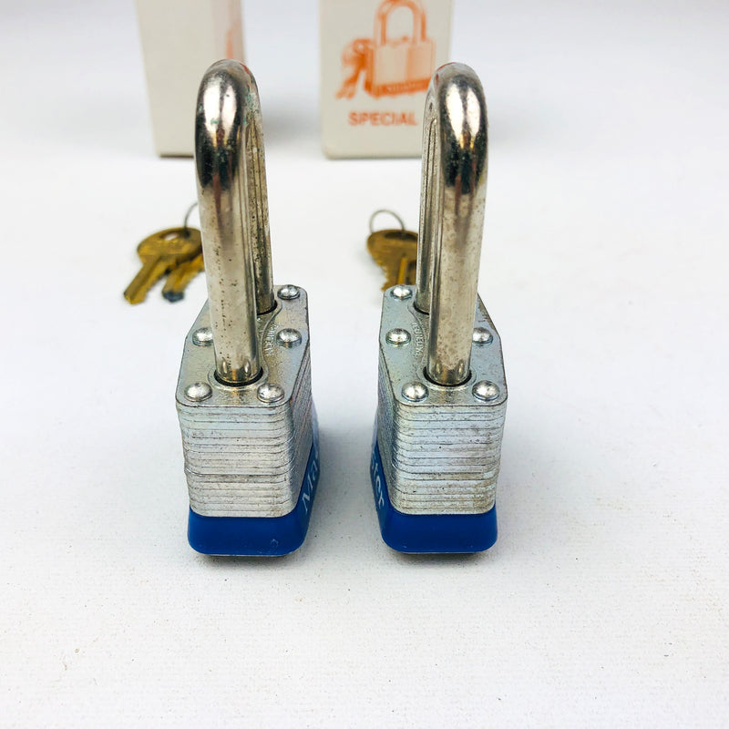 2ct Vintage No 3 Master Lock Padlock 1-7/8" Shackle Special New Keyed Alike 0536