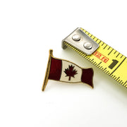 Vintage Canadian Flag Lapel Pin Red White Gold Border Red Leaf 4