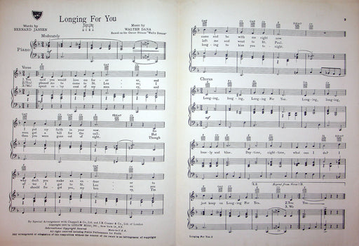 Sheet Music Longing For You Waltz Dream Sammy Kaye 1951 Bernard Jansen Piano 2