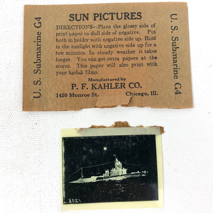 Sun Pictures Negative Photograph P.F. Kahler Co. U.S. Submarine G4 Military Ship