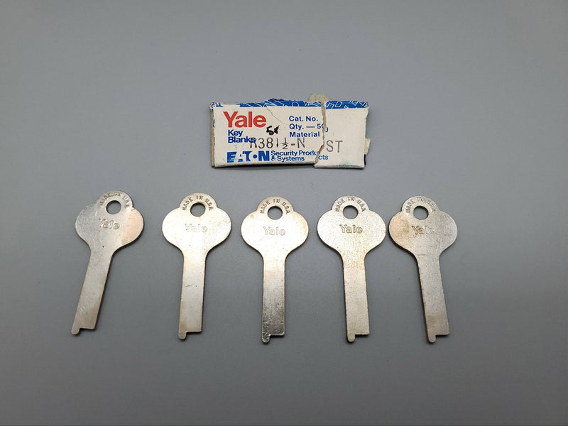 5x Yale R381 1/2-N ST Key Blanks Flat Steel Vintage USA Made NOS 3