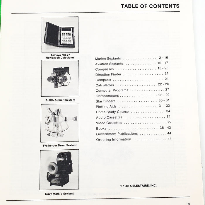 Celestaire Marine & Air Navigation Catalog 1985 Sextants, Compasses & More