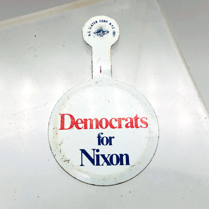 Democrats For Nixon Fold Over Back Tab Pin Button 1.5" Presidential Campaign