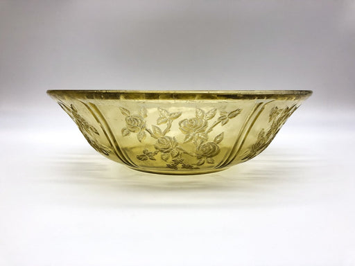 Vintage Sharon Cabbage Rose Serving Bowl 10" Yellow Amber Depression Era Large 2