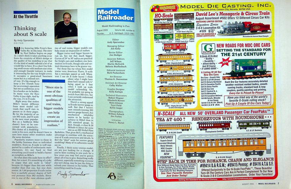 Model Railroader Magazine August 2001 Vol 68 No 8 Readers' Choice Awards