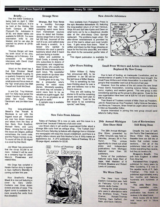 Small Press Report SPR Zine 1994 # 11 Coverage of small press comics 2