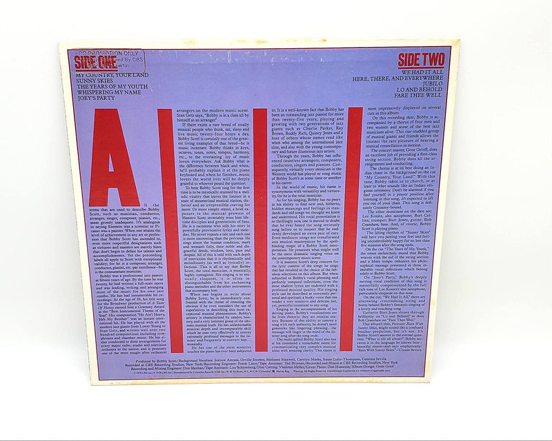 Bobby Scott Forecast: Rain With Sunny Skies 33 LP Record Columbia 1978 PROMO 2
