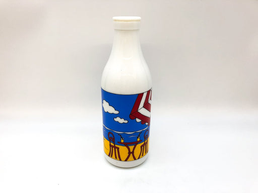 Vintage Carlton Milk Glass Bottle White 10" Water Beach Scene Stamped Twelve 2