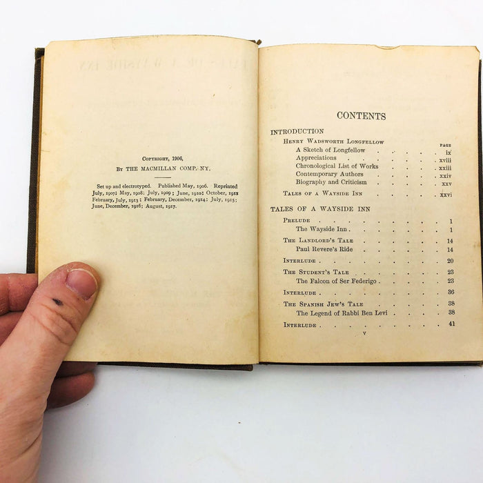 Tales Of Wayside Inn Hardcover Henry Wadsworth Longfellow 1918 MacMillan Pocket 10
