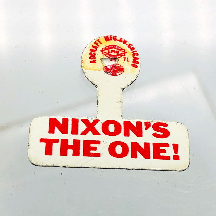 Nixon's The One Fold Over Back Tab Pin Button .75" Political Campaign Adcraft