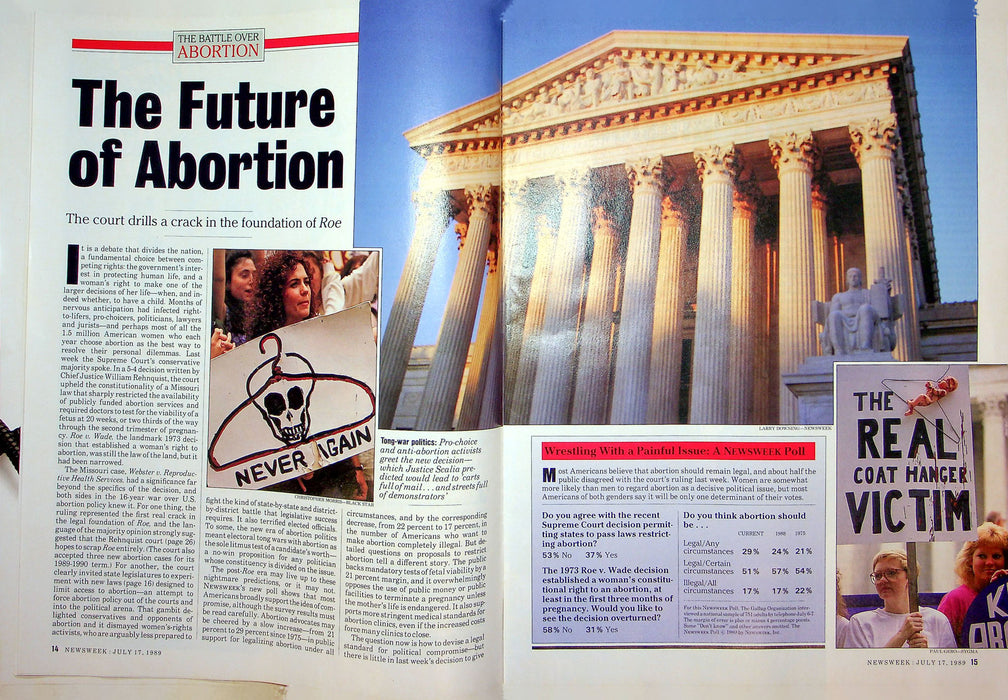 Newsweek Magazine July 17 1989 Abortion Supreme Court Restriction Roe Vs Wade