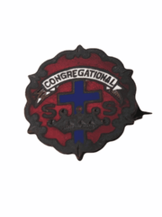 Bronze Congregational Lapel Pin Sunday School Little System Cross Crown Vintage 1