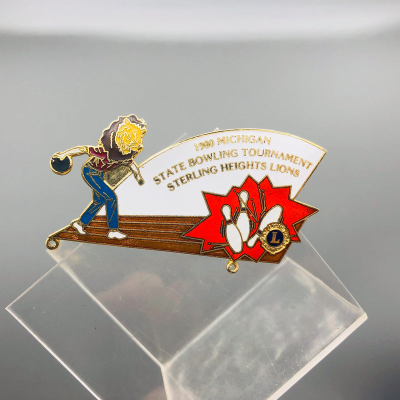 Vintage Lions Club Lapel Pin Michigan Bowling Tournament Sterling Heights 7