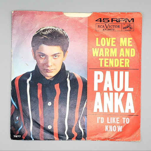 Paul Anka Love Me Warm And Tender Single Record RCA Victor 1962 47-7977 2