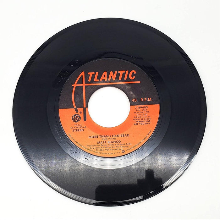 Matt Bianco More Than I Can Bear Single Record Atlantic Records 1985 7-89483 3