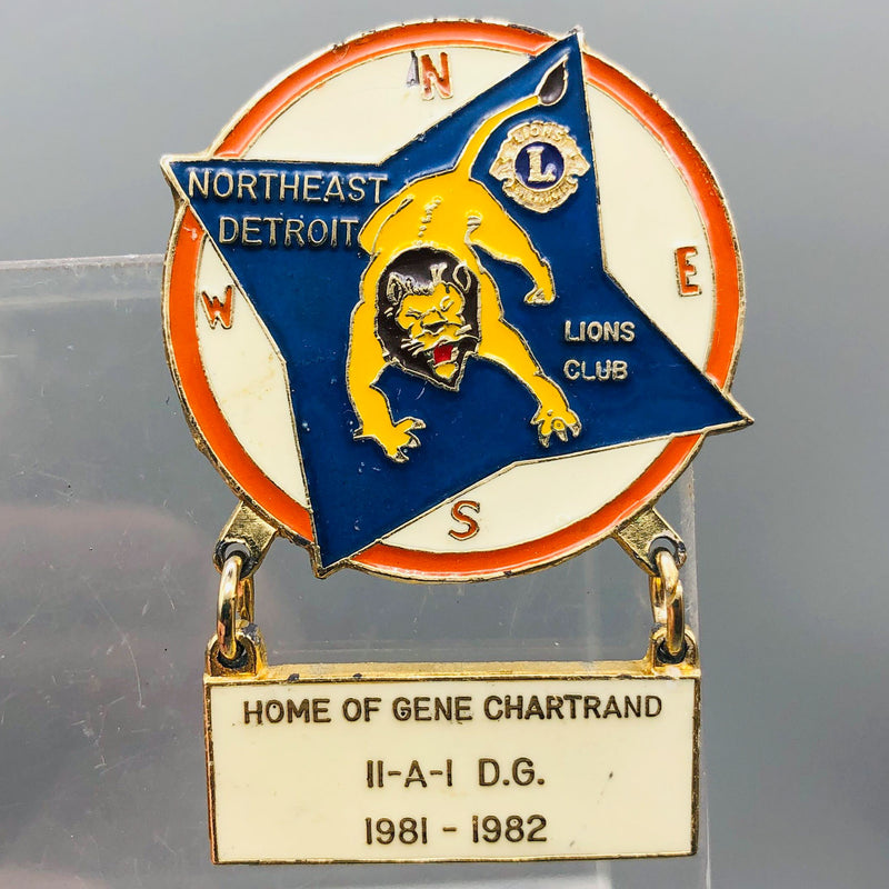 Vintage Lions Club Lapel Pin Pinback Northeast Detroit Gene Chartrand 11-A-1