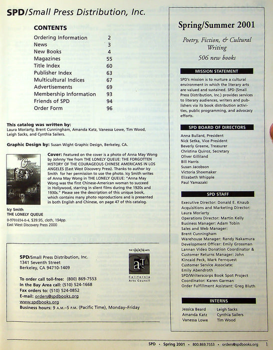 Small Press Distribution Spring / Summer 2001 95 Pages