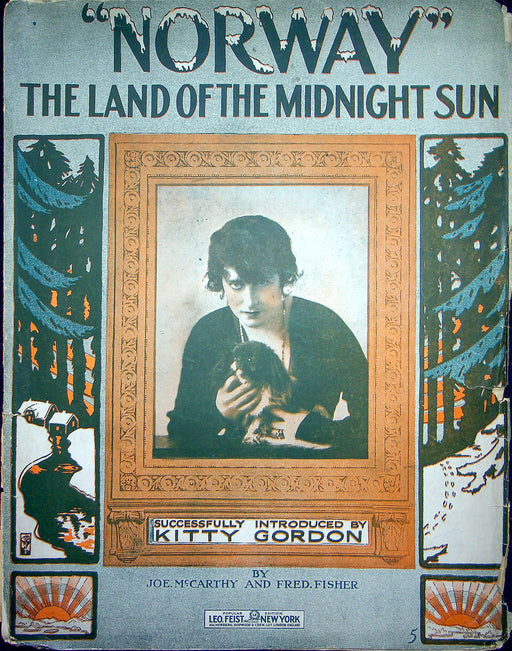 Sheet Music Norway The Land Of The Midnight Sun Kitty Gordon J McCarthy F Fisher 1