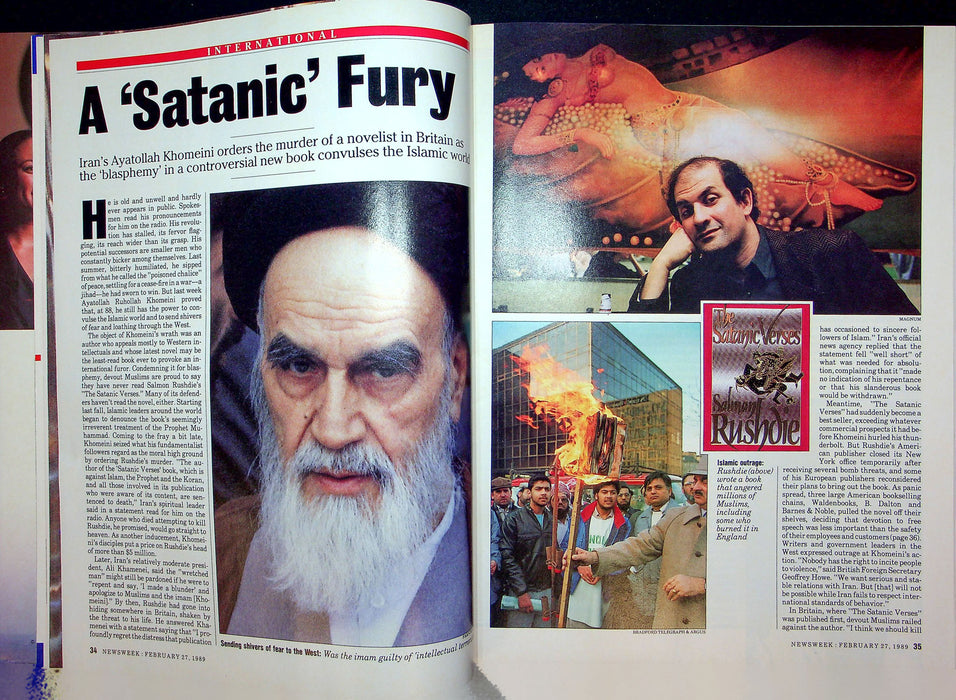 Newsweek Magazine February 27 1989 Salman Rushdie The Satanic Verses Threats