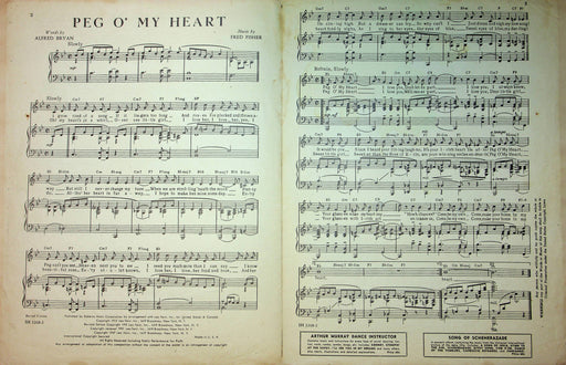 Vintage Sheet Music Peg O' My Heart Alfred Bryan Fred Fisher C Dennis Love Song 2