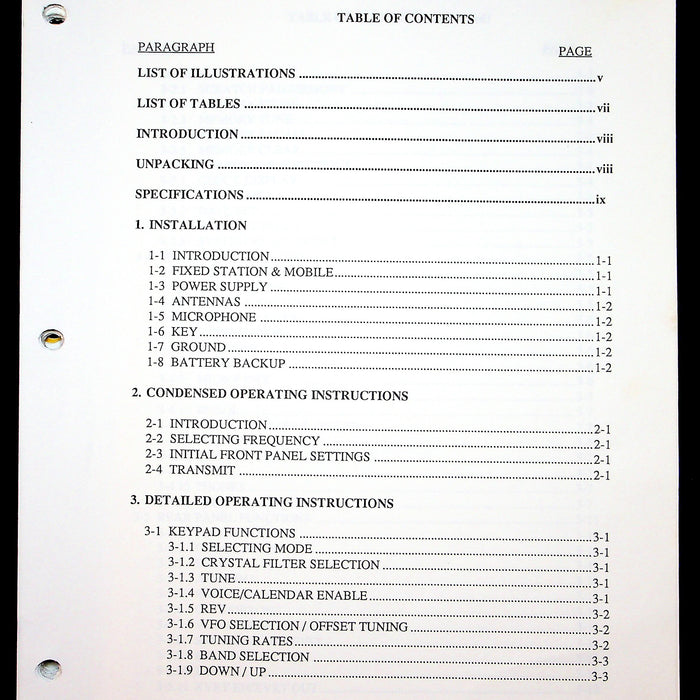 Ten-Tec Model 562 Omni V Operator's Manual