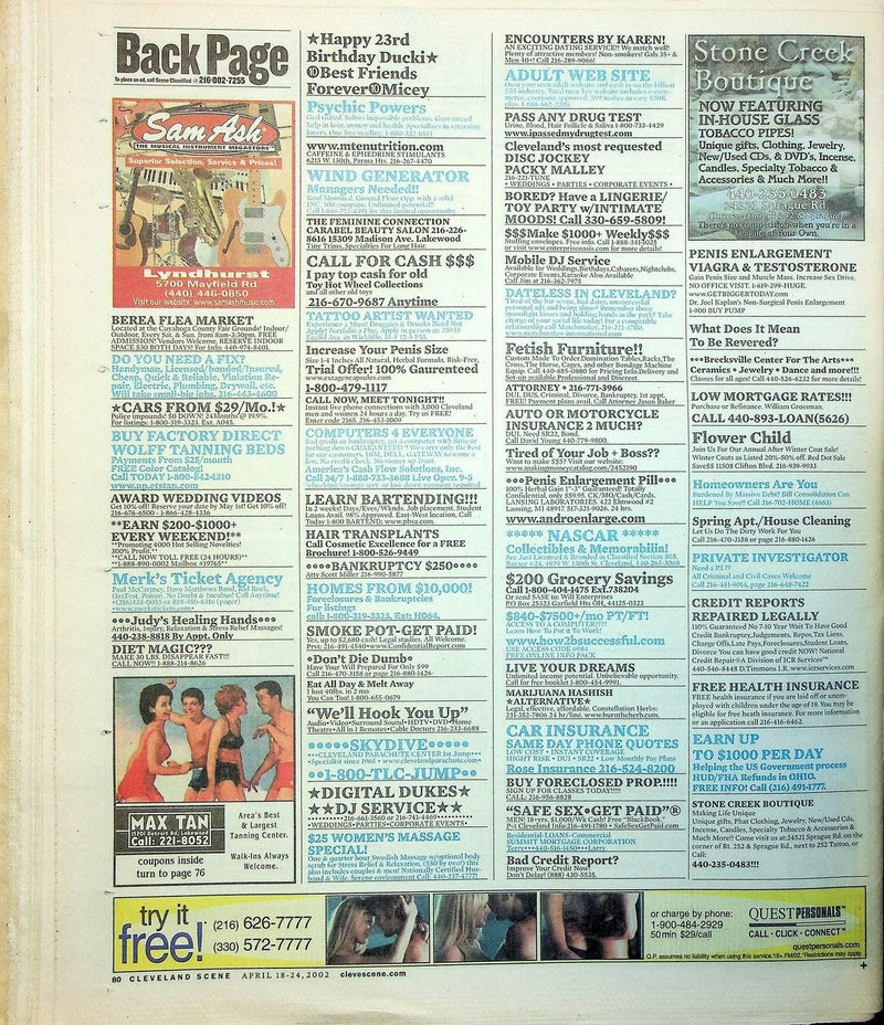 Cleveland Scene Magazine April 2002 No 16 X-ecutioners DJ Rob Swift Interview 5