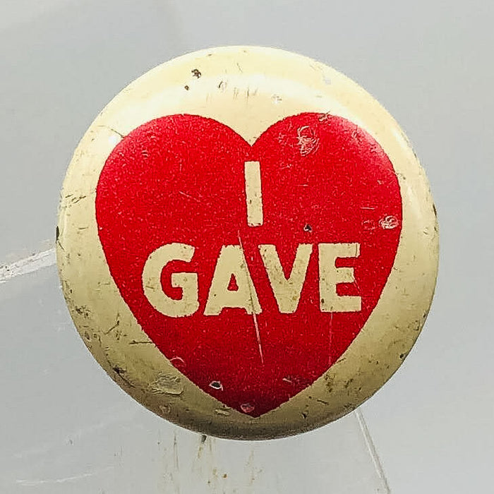 Vintage Blood Drive Donation Button Pin .375" I Gave Heart Green Duck Co