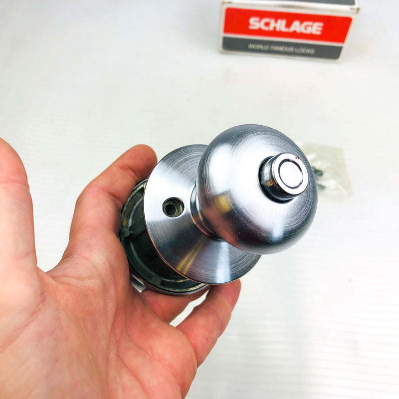 Schlage Privacy Locking Doorknob F40N-00-PLY-626 Satin Chrome No Latch New NOS