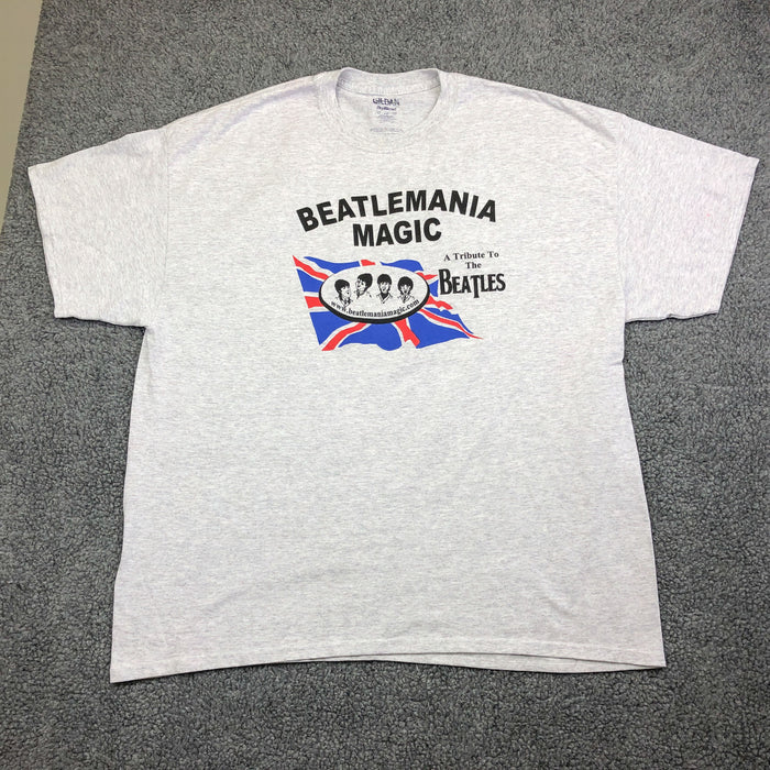 Beatlemania Magic T Shirt 2XL Gildan Touring Tribute Band Cotton Poly Lt Gray