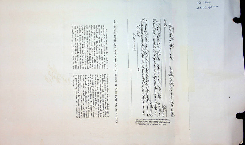 Reiter Dairy Company Stock Certificate Bond Scripophilly Akron Ohio 1965 No 204