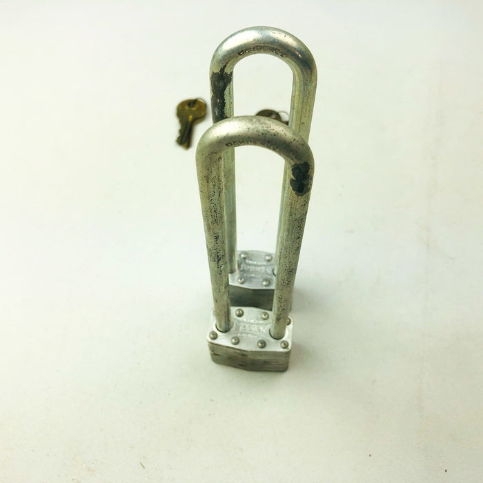 2ct Vintage No 1 Master Lock Padlock 6-1/8" Extra Long Shackle Keyed Different 6