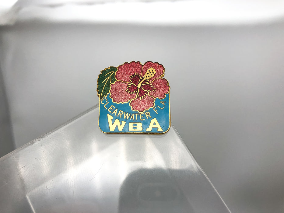 Womens Bowling Association Lapel Pin Clearwater Florida WBA Enamel Flower Floral