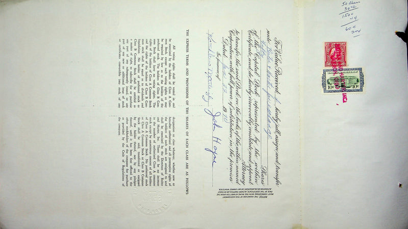 Reiter Dairy Company Stock Certificate Bond Scripophilly Akron Ohio 1965 No 269