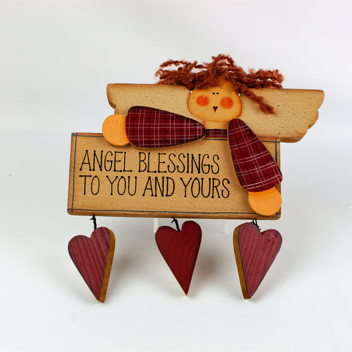 Crazy Mountain Rustic Red Head Angel & Hearts Blessings to You and Yours Magnet