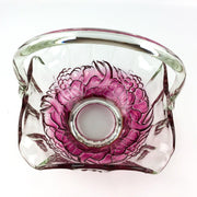 Vintage Glass Basket Clear Iridescent Cranberry Red Fruit Pattern Pressed 11" 7