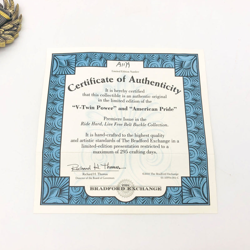 Pewter Belt Buckle V-Twin Power American Pride Motorcycle Biker Flag Eagle Wings