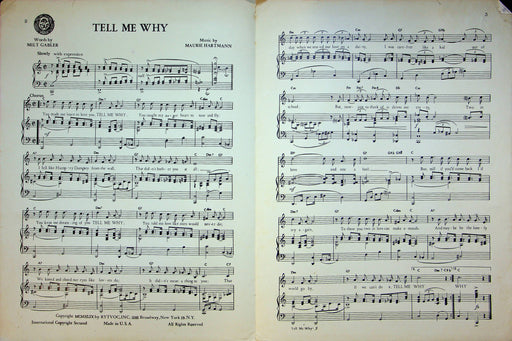 Tell Me Why Sheet Music Maurie Hartmann Milt Gabler Piano Vocal 1949 Eddy Howard 2