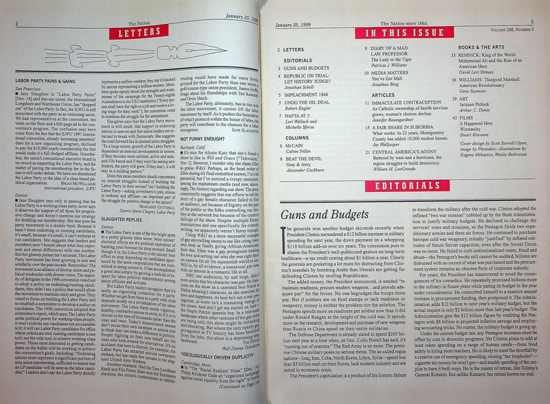 The Nation Magazine January 25 1999 Catholic Church Contraception Debat NAFTA