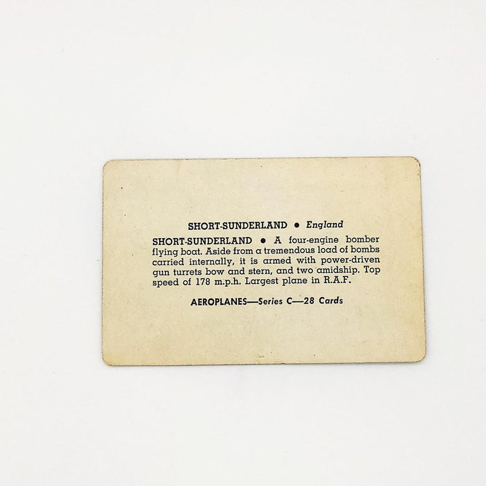 1940s Leaf Card-O Aeroplane Card Short-Sunderland Series C England World War 2 5