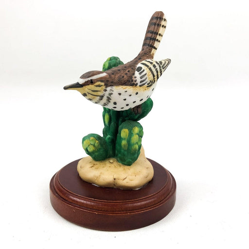 Vintage Thrush Bird Statue Figurine Ceramic Wood Base The Good Company 1989 1