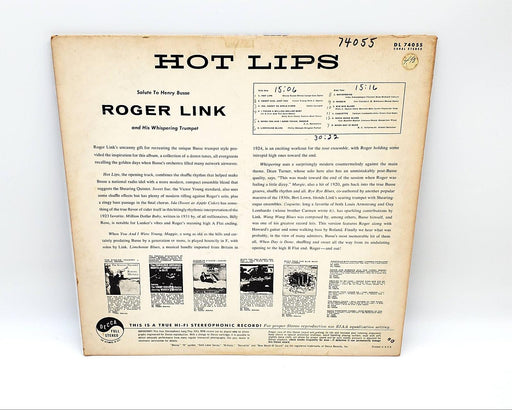 Roger Link Hot Lips Salute To Henry Busse 33 RPM LP Record Decca DL 74055 2