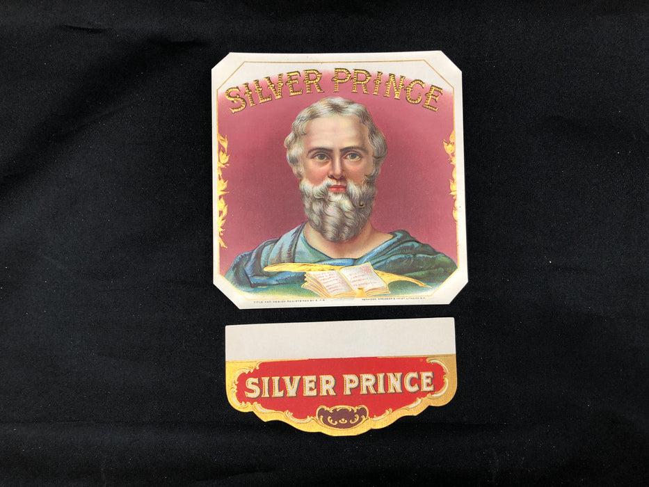 Silver Prince Cigar Label Box Wrapper Original 1920s Embossed Lithograph Moses