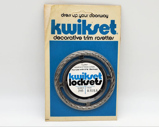 1960s Kwikset Ornamental Escutcheon Satin Nickel Blackened Relieved No 240 NOS 1