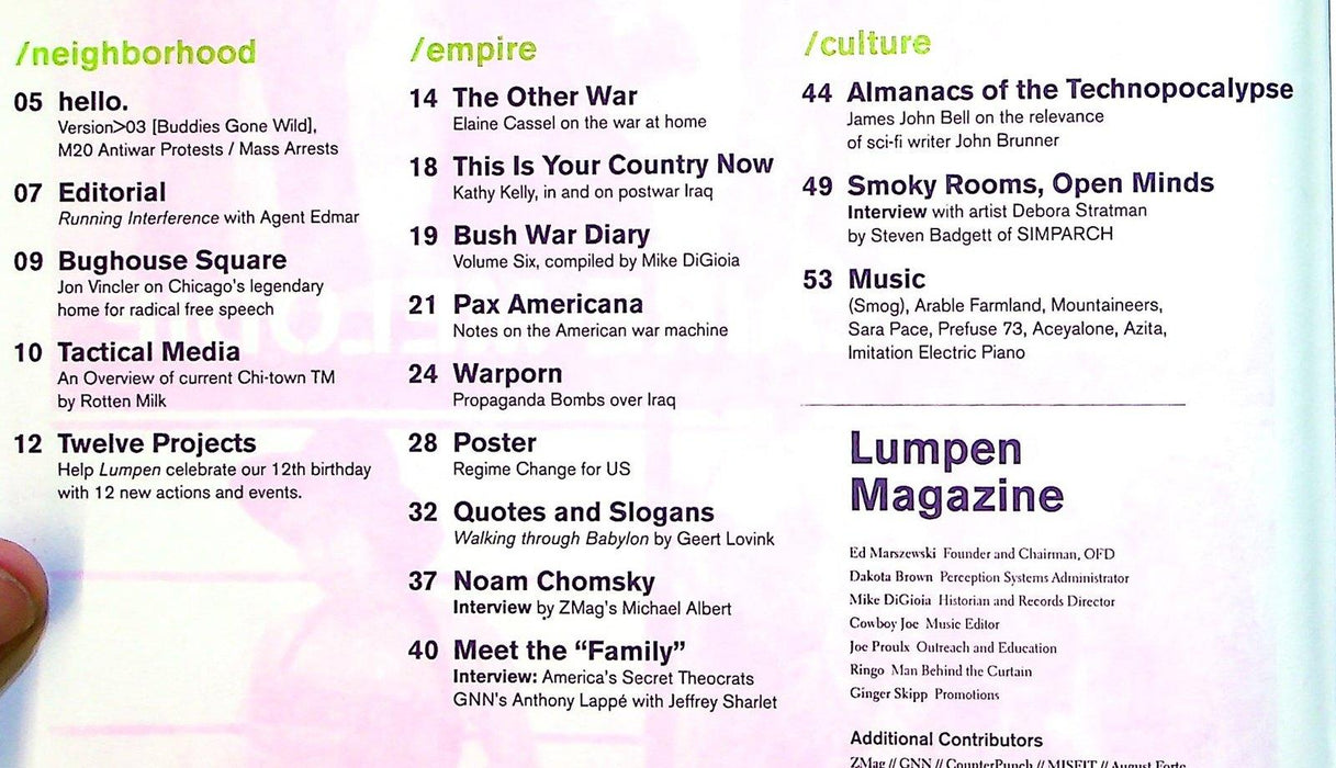 Lumpen Magazine 2003 Vol 11 Issue 4 Postwar Iraq, Noam Chomsky 2