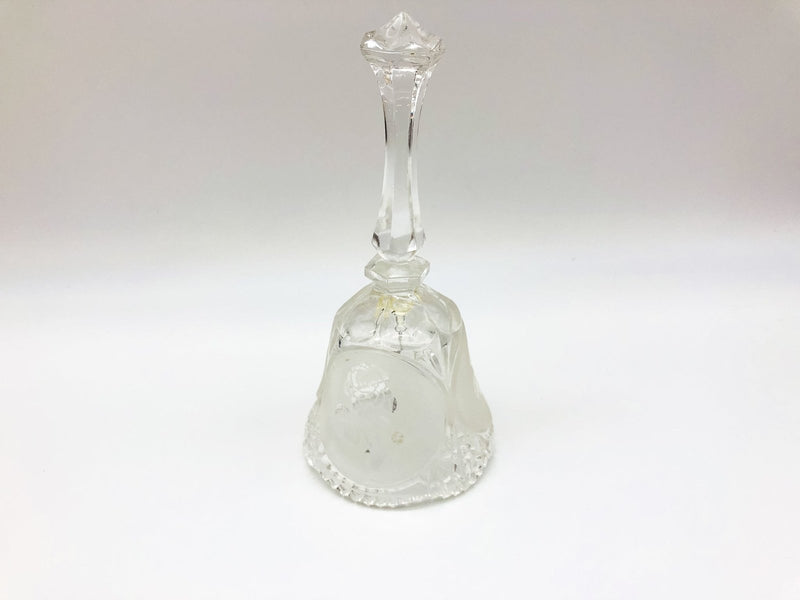 Vintage Lead Crystal Bell 8" Etched 3 Rose Flower Frosted Panels Dinner Table 4