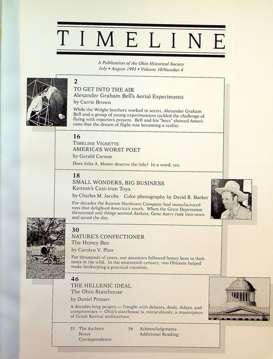 Timeline Ohio Historical Magazine July/Aug 1993 Vol 10 No 4 Graham Bell Aerial 2