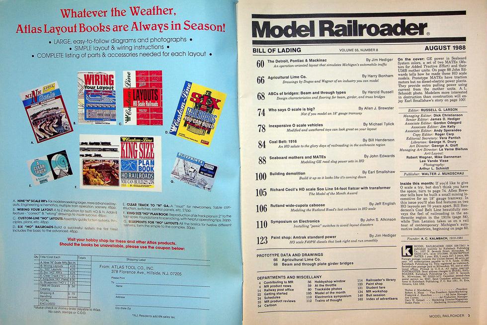 Model Railroader Magazine August 1988 Vol 55 No 8 Modeling Seaboard's U36B