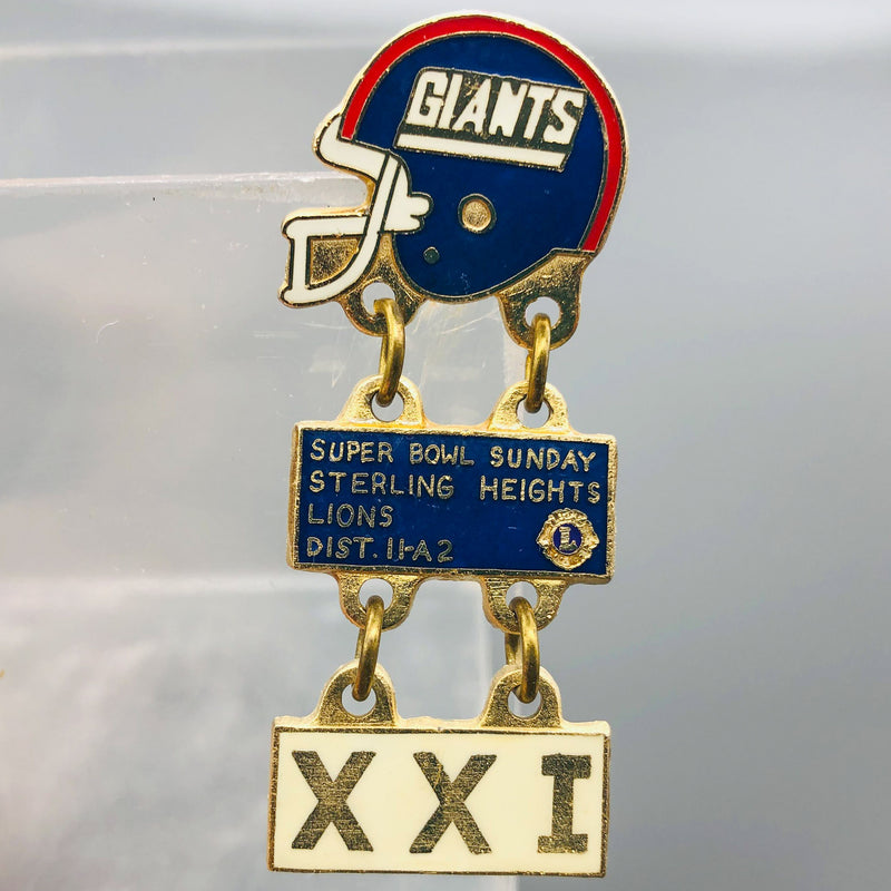 NY Giants Football Lapel Pin Super Bowl 21 Lions Club Sterling Heights MI 11-A2