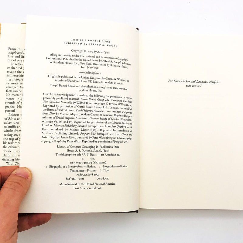 The Biographer's Tale HC A. S. Byatt 2001 Biographers Young Men 1st Edition 8